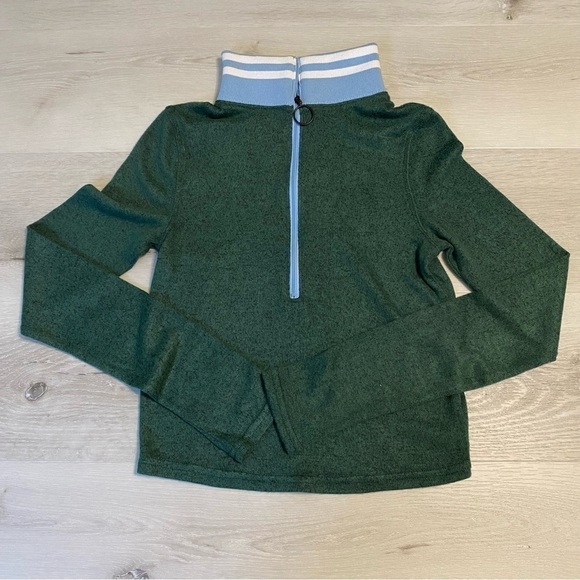 Urban Outfitters Out From Under Crop Long Sleeve Half Zip Blue Stripe Collar, M - Picture 1 of 10